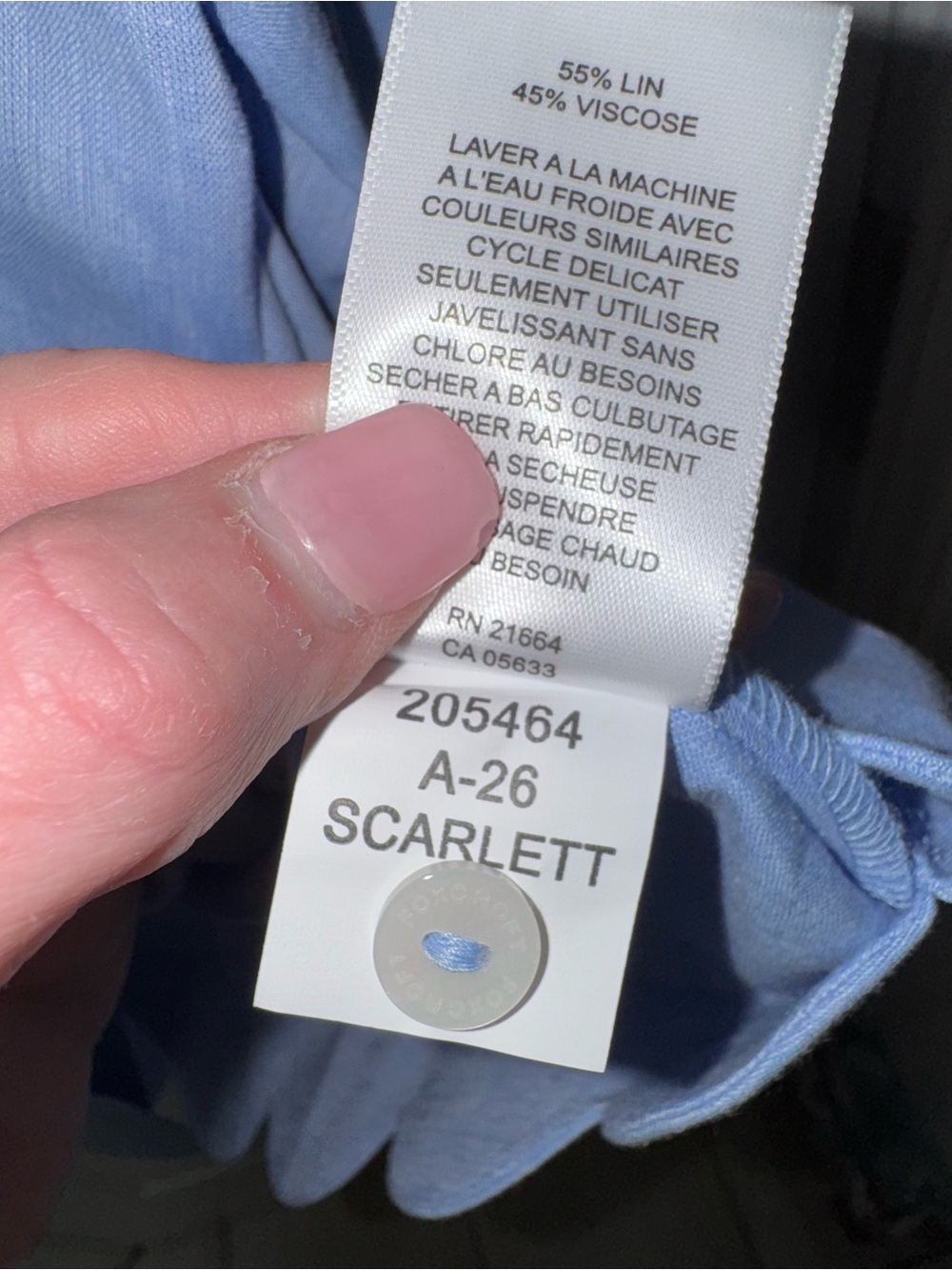 Foxcroft Scarlett Scallop Hem Linen Blend Button-Up size small - Picture 11 of 14